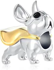 [ZakiaHo] Cute Bulldog Puppy Dog Charms for Bracelets Love Pet Animals Birthday Gifts for Dog Lover Compatible with Pandora Bracelets, Copper, No Gemstone