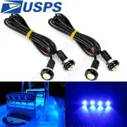 4x Blue LED Boat Light Waterproof Outrigger Spreader Transom Underwater Marine