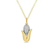 0.05 CT. T.W. Natural Diamond Corn on the Cob Pendant in Sterling Silver with 14K Gold Plate
