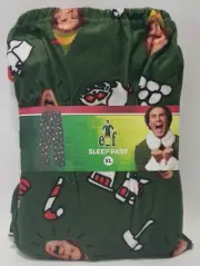 Elf Men's Christmas Themed Plush Sleep Pants, Green Size XL