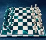 Malachite and Marble Chess Set, Chess Set With Board, Chess Game, Antique Chess