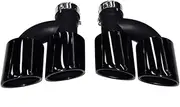 2pcs/set Dual Out Stainless Steel Car Rear Exhaust Tip Compatible For A4 A5 A6 A7 Up To S4 S5 S6 S7 Black Muffler Tip 60mm Nozzle(Black)