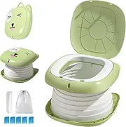 Foldable Toilet Seat for Children, Travel Potty for Car, Outdoor & Indoor, Practical for Camping & On The Go, Compact and Portable Children's Folding Toilet Green