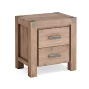 Bedside Table 2 drawers Night Stand Solid Wood Acacia Oak Colour