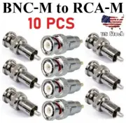 x10 BNC Male to RCA Male Plug Adapter Connector CCTV to Composite Vidio Coaxial