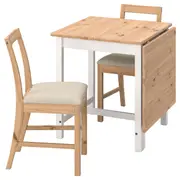 PINNTORP / PINNTORP table and 2 chairs, light brown stained white stained/Katorp light brown stained, 67/124 cm