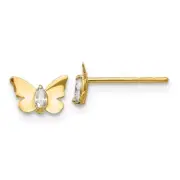 Madi K Kid's Earrings 14k Yellow Gold 5mm White CZ Butterfly Baby Post