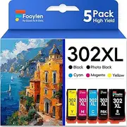 Fooylen 302XL 302 Ink Cartridges Compatible with Epson 302XL for Epson Expression Premium XP-6000 XP-6100 XP6000 XP6100 Printer 5-Pack (1BK,1PBK,1C,1M,1Y)
