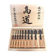 Japanese Chisel Set of 10 Takamichi Oiire Nomi White Steel Akagashi Handle Boxed