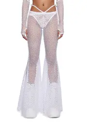 [Club Exx] Techno Fantasy Flare Pants - White