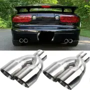 Dual 2.5" to 3.5" Quad Exhaust Tip Double Wall For Pontiac Firebird Trans Am WS6