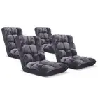 SOGA 4X Floor Recliner Folding Lounge Sofa Futon Couch Folding Chair Cushion Gre