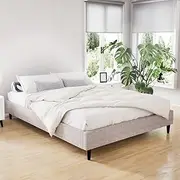 Artiss Queen Bed Frame Platform Wooden Base Beds with Storage Bedroom Room Decor Home Furniture, Upholstered with Faux Linen Fabric + Foam + Wood, Modern Design Beige
