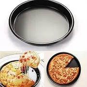Pizza Tray Steel Round Dish Pizza Pan Non-Stick Pizza Pie Tray Cake Pan Baking Tool (8 inch)