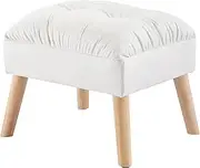 LEVEDE Ottoman Footstool AC1001, Modern Fabric Upholstered Footrest, Compact Accent Stool for Recliner, Sofa or Lounge Chair, Bedroom, Living Room, Entryway, Minimalist Home Decor, White