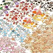Acejoz 300Pcs Charms for Jewelry Making, Wholesale Bulk Assorted Gold-Plated Enamel Charms Earring Charms for DIY Necklace Bracelet Jewelry Making and Crafting