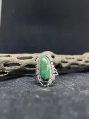 Native American Navajo fox turquoise Sterling Silver Ring Size 5.5