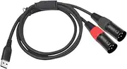 USB to 2 XLR Auxiliary Cable 3Pins Stereo o Cord USB A to 2 XLR Male Line Splitter Cord Wire for Smartphones Headphone, 1M