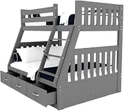Solid Pine Timber Storage Triple Bunk Bed Frame Wooden Kids Bedroom Furniture