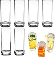 Glasses Drinking Set,290ml Glasses Drinkware | 6X Clear Reusable Drinkware Shatterproof Dishwasher Safe for Cocktail Iced Coffee Ice Tea Wine Whiskey