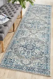 Eclectic Diverse Blue Runner Rug