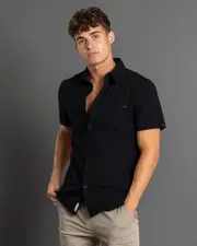 [Lucid] Lucid Men's Requisite Short Sleeve Shirt in Black Size Large L Black