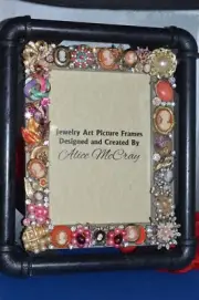 JEWELED ART DECORATED PICTURE FRAME Work Of Art, One Of A Kind 5x7 Great Gift