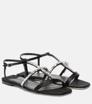 [Jimmy Choo] Jimmy Choo Gwyn embellished satin sandals AU 5.5 black