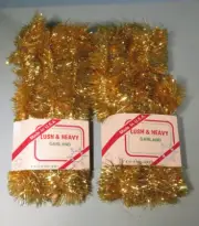 Vintage 2 Packages Rauch Lush 3" x 12 Ft Gold Christmas Garland, 24 ft Total USA