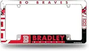 Rico Industries NCAA Bradley Braves 12" x 6" Chrome All Over Automotive License Plate Frame for Car/Truck/SUV