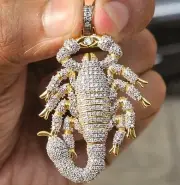 2CT Round Cut Real Moissanite Customize Scorpio Pendant 14K Yellow Gold Plated