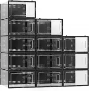12 Pack X Large Shoe Organizer Storage Boxes for Closet, Modular Space Saving Sh