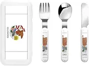 Illinois State Flag 3 Piece Set For Camping Stainless Steel Flatware, Spoon, Fork, Knife, Ideal For Outdoor