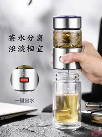 在飛比找樂天市場購物網優惠-隨行杯 玻璃杯便攜茶水分離泡茶水杯一鍵雙層隨行杯子男士隔熱茶