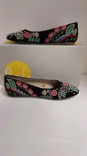 NEW BODEN Beaded Shoes Womens Ladies Multicolor Black Ballerina Flats w Box 6.5