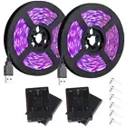 5V LED Strip UV Black Light Strip USB Plug+Battery Fluorescent Light Glow Neon