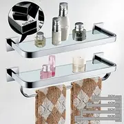 Shower Caddy 8mm Tempered Glass Toilet Shelf Bathroom Cosmetics Toiletries Storage Layer Shelf Thickened 304 Stainless Steel Mirror Bright Light Color, Various
