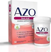 AZO Boric Acid Vaginal Suppositories, Helps support odor control and Balance Vaginal PH with Clinically Studied Boric Acid, 30 count