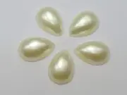 200 Ivory Tear Drop Half Pearl Bead 10X14mm FlatBack Cabachons Scrapbook Craft