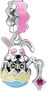 [Amuefer] 925 Sterling Silver Charms for Bracelet Easter Egg Rabbit Daisy Tortoise Grad Cap Dangle Pendant Spring St Patrick's Day Graduation Christmas Jewellery Gifts for Women