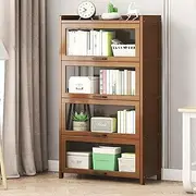 YUGXTH Glass Display Cabinets, Transparent Display Case with Flip Up Door, Curio Cabinet Collection Showcase, Made of Natural Bamboo Material, Sealed and Dustproof, Easy to Install (Color : Brown, S