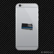 Distressed South Dakota Shaped Subdued US Flag Thin Blue Line Phone Sticker