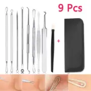 9 PCS blackhead acne tool kit double ring, needle puller, cone tip puller tool