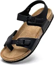 [Torotto] Girls Boys Sandals with Cork Footbed Adjustable Buckle Summer Slides Flip Flops Open Toes Flat for Kids Toddler