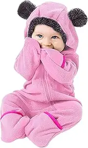 [Generic] Toddler Girl Lightweight Jacket Infant Ears Fleece Boy Hooded Bear Coat Footed Romper Jumpsuit Girl Baby Girls Coat&Jacket Toddler Winter Girl Coat