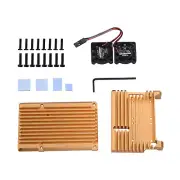 Metal Armor Case Shell Box W/ Dual Fan Heatsink For Raspberry Pi 4 Model B 4B B