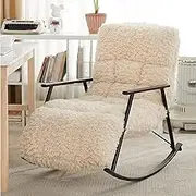 AUPRES Rocking Chair Indoor Modern Glider Rocking Chair Rocking Accent Armchair with Upholstered Side Pocket for Living Room Bedroom Offices(Black Legs)