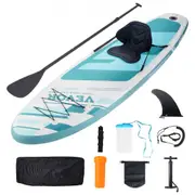 VEVOR Inflatable Stand Up Paddle Board, 3048838152 mm SUP Paddleboard with Removable Kayak Seat, Board Accessories, Pump, Paddle, Fin, Backpack, Ank