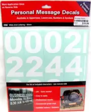 62831 NUMBERS & SYMBOLS PERSONAL MESSAGE DECAL STICKER SHEET WHITE ARIAL CUSTOM