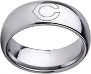 Cincinnati Red' Ring Rugby Sports Titanium Steel Dome Band Jewellery Unisex Multiple sizes for Fans